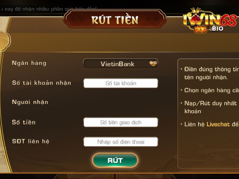 Hướng dẫn Rút tiền iWin